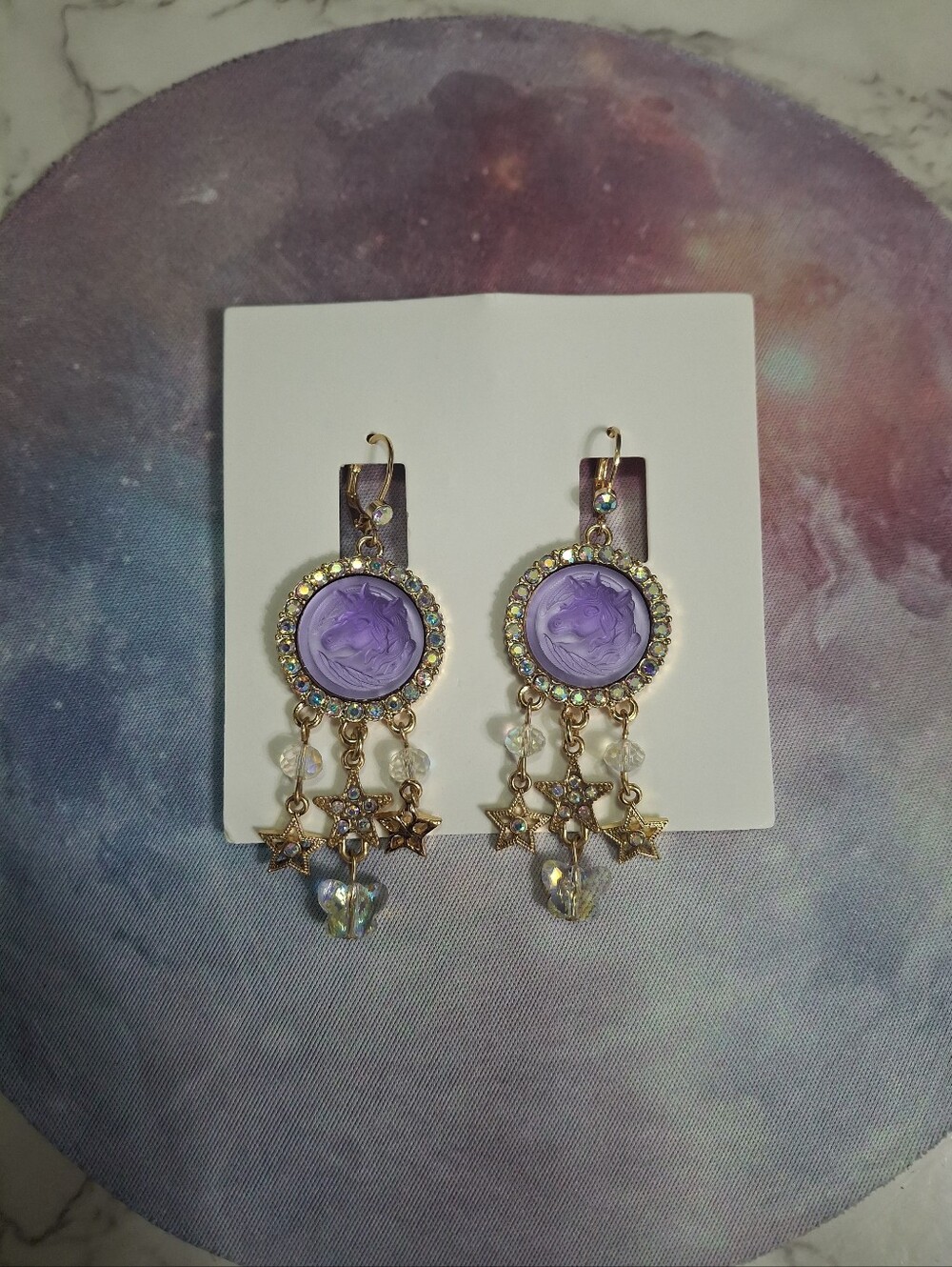 Kirks Folly Unicorn Crystal Drop Earrings - Picture 7 of 7